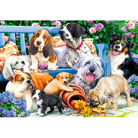 Billede af Dogs in the garden - 1000 Brikker