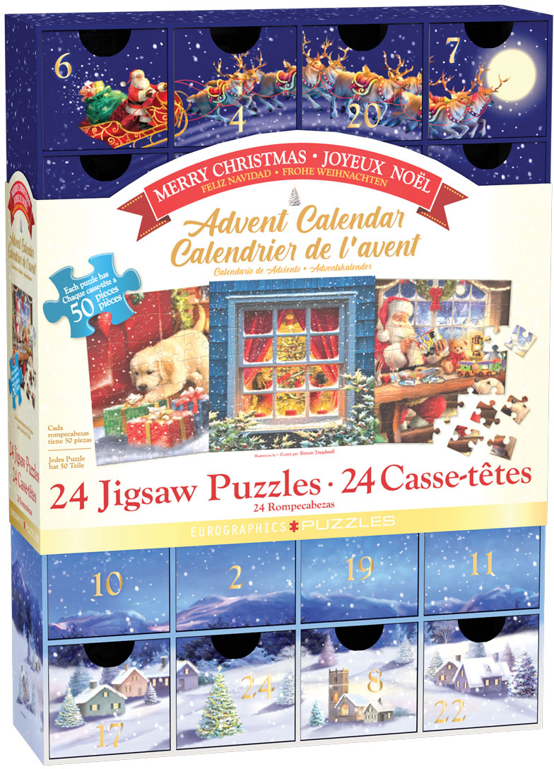 Køb Julekalender - Glædelig Jul (24 x 50 brikker) - Pris 301.00 kr.