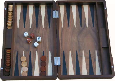 Køb Backgammon Wood smalll 12' spil - Pris 251.00 kr.