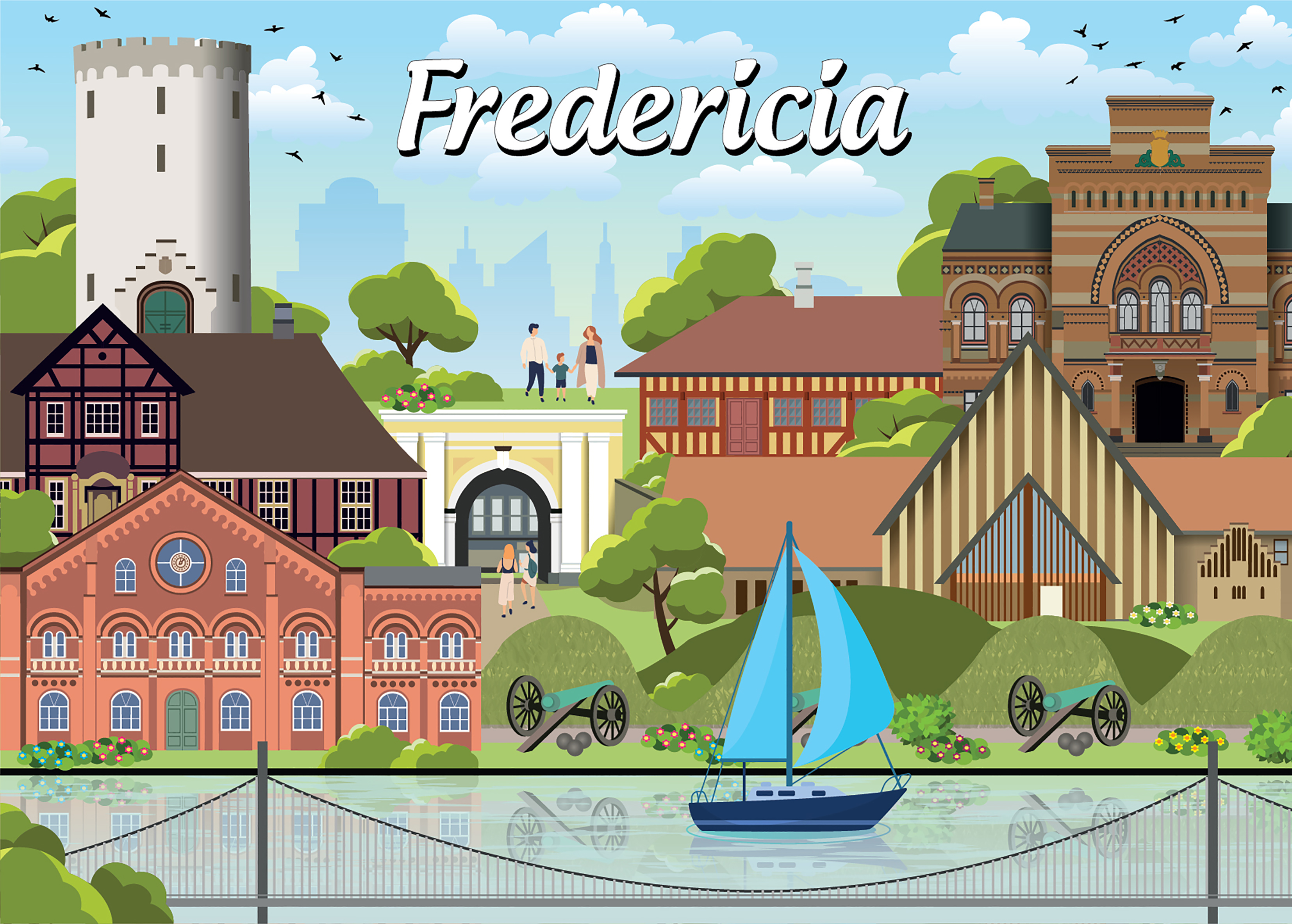 Se Danske byer: Fredericia, 1000 brikker hos SpilCompagniet