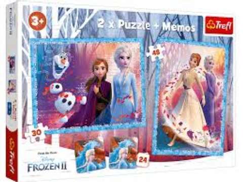 Se Disney Frozen 2 - 2 puslespil + Memo - 30/48 brikker hos SpilCompagniet
