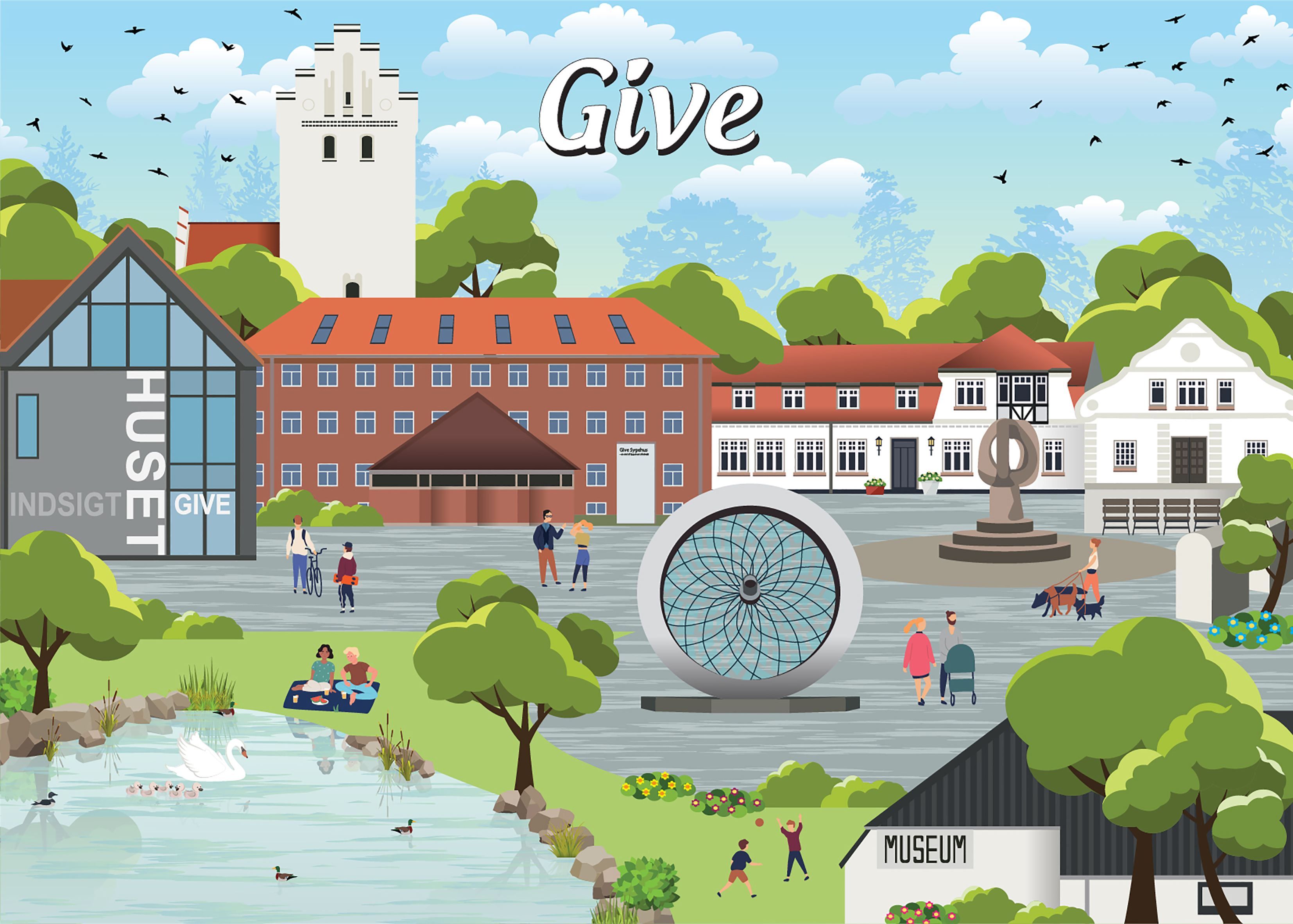 Billede af Danske byer: Give, 1000 brikker