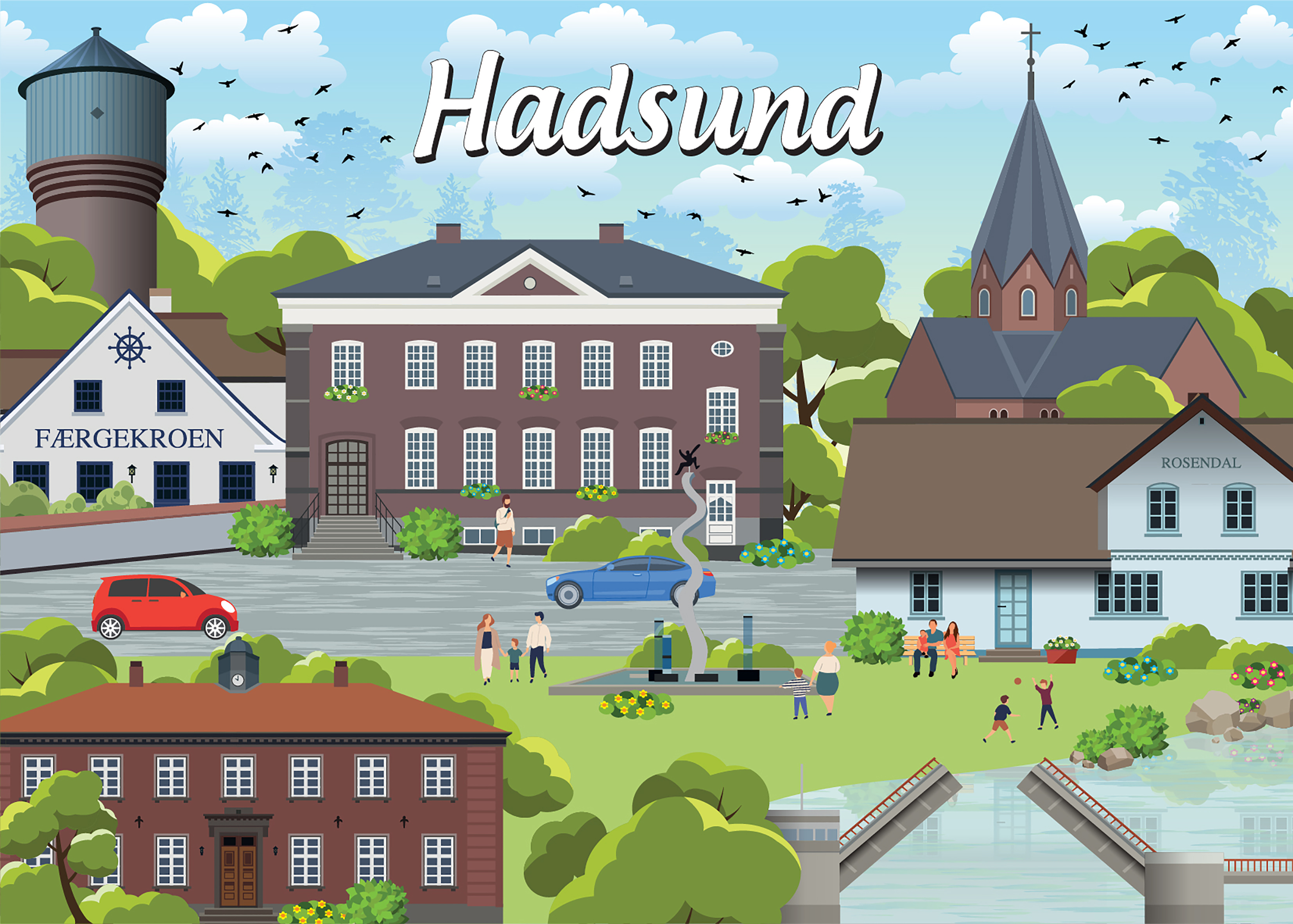 Se Danske byer: Hadsund, 1000 brikker hos SpilCompagniet