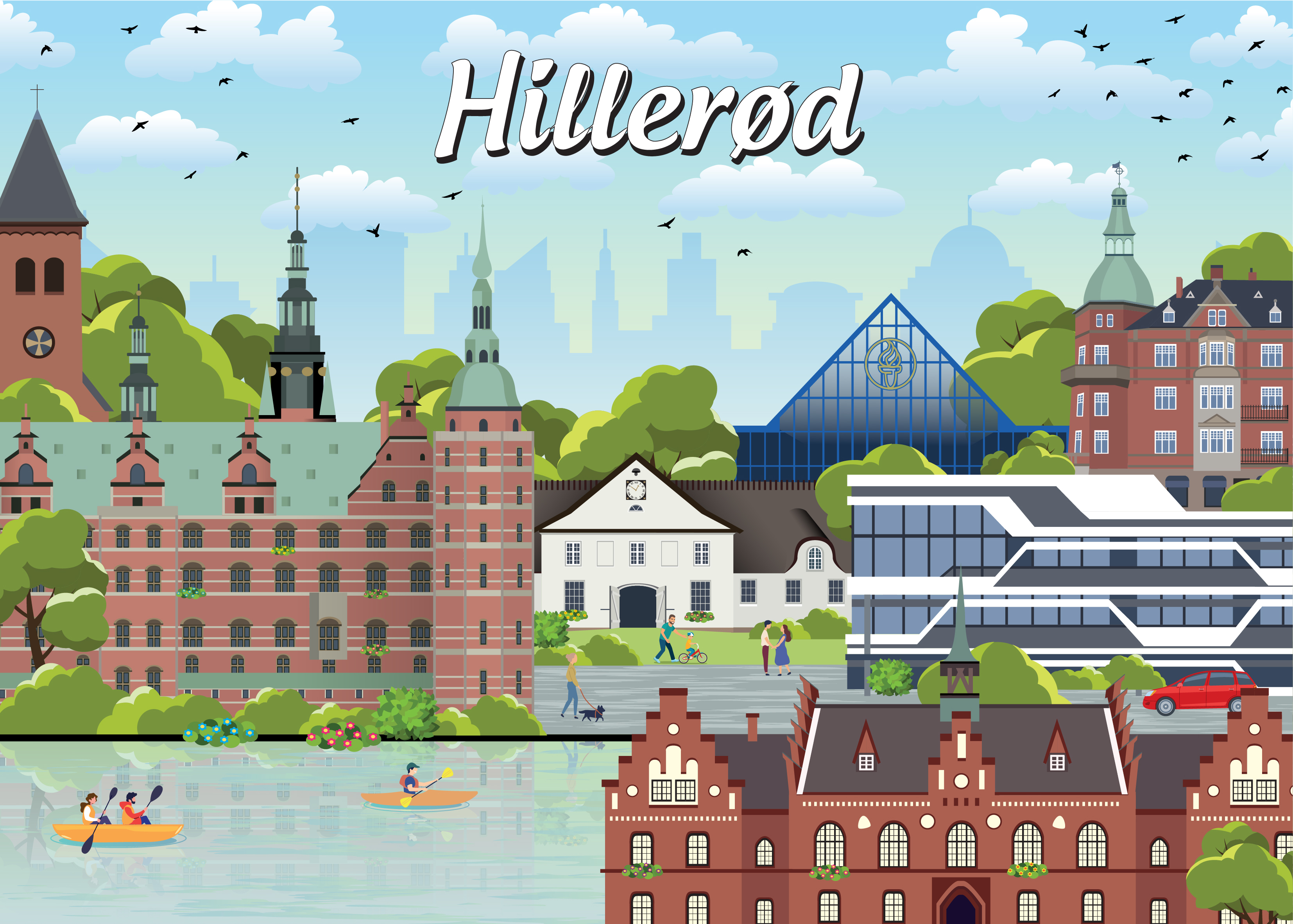 Se Danske byer: Hillerød, 1000 brikker hos SpilCompagniet