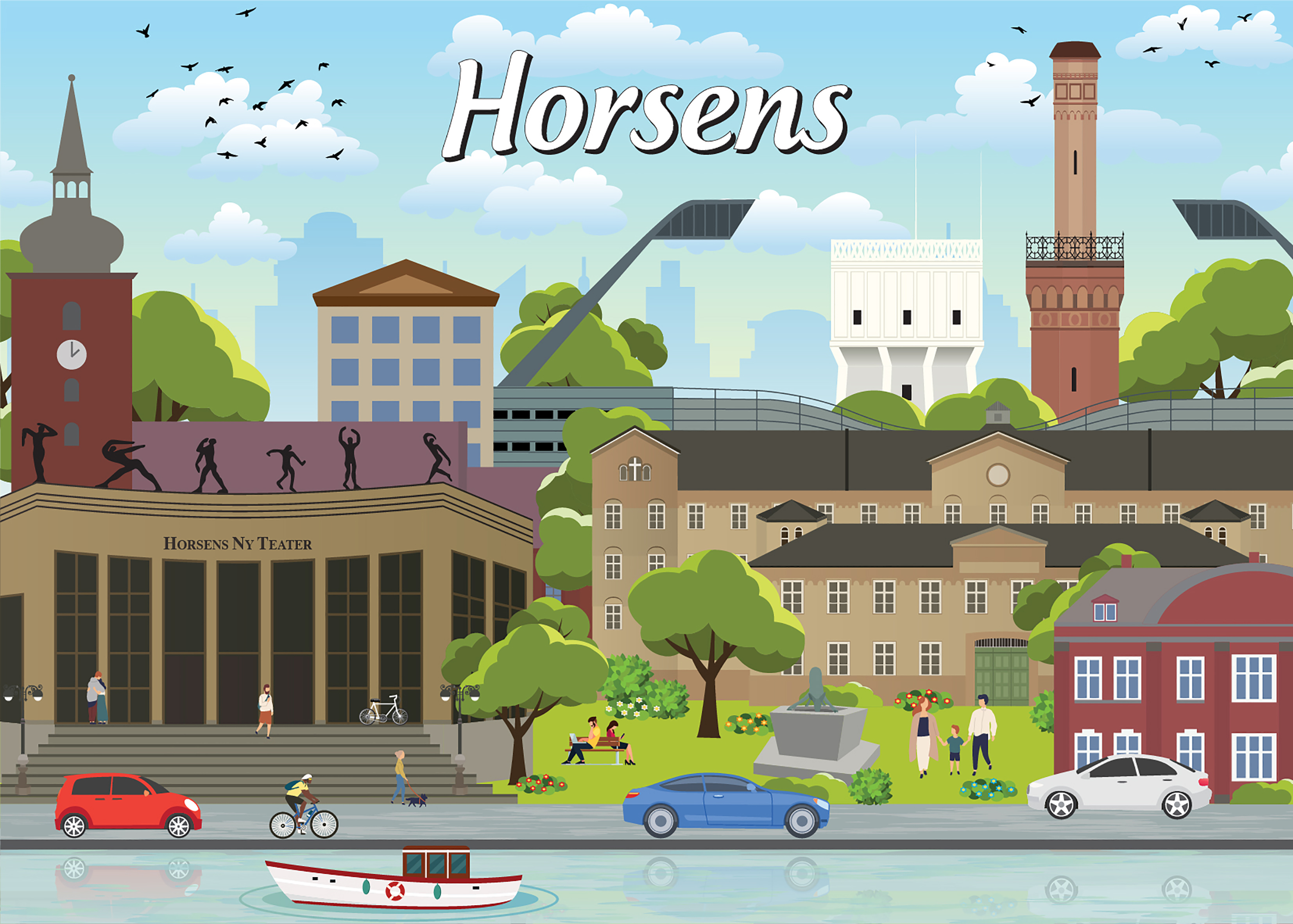 Se Danske byer: Horsens, 1000 brikker hos SpilCompagniet