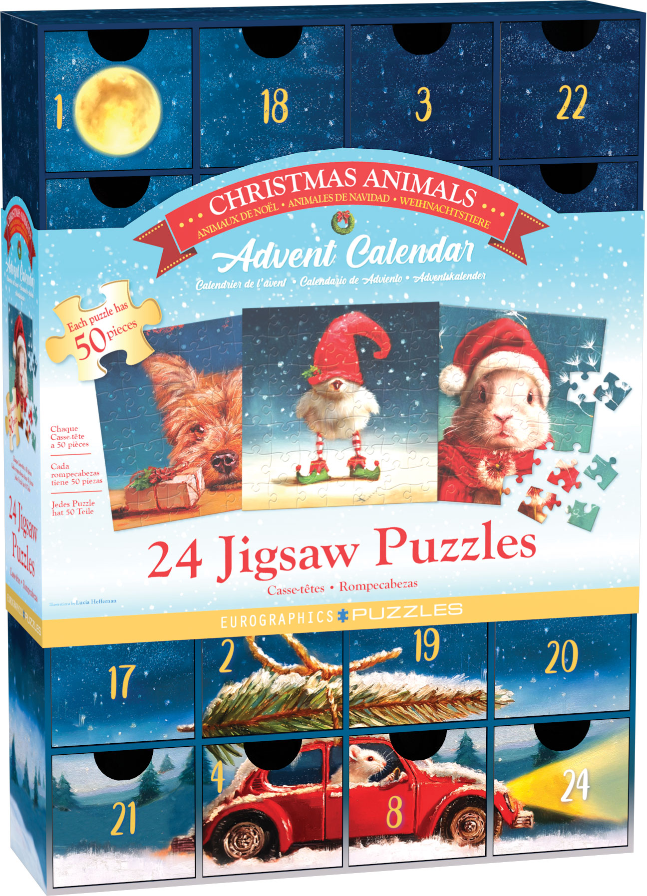 Køb Julekalender - Julens dyr - (24 x 50 brikker) - Pris 301.00 kr.