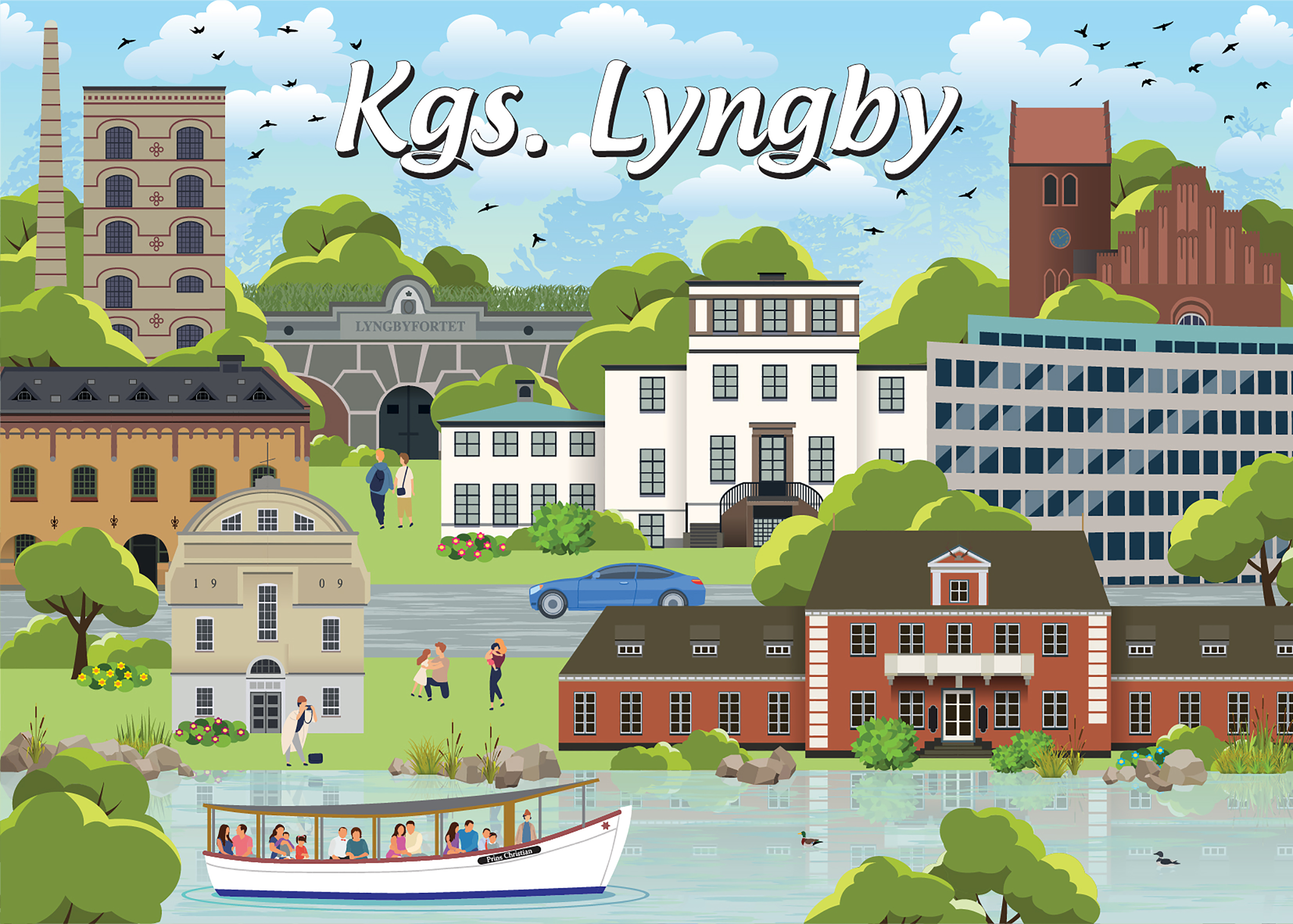 Se Danske byer: Kgs. Lyngby, 1000 brikker hos SpilCompagniet