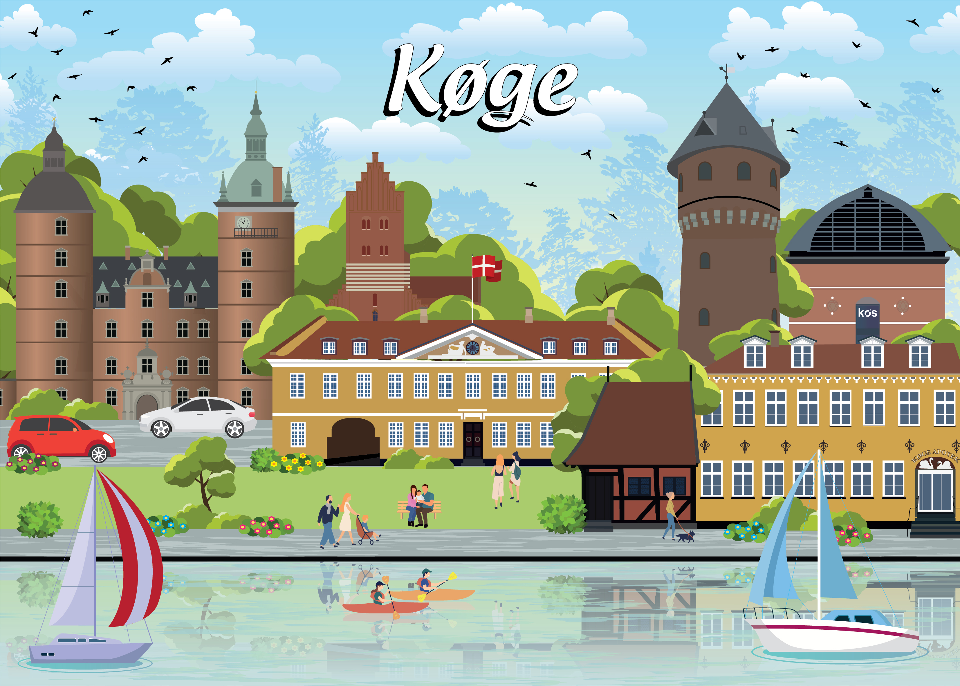Se Danske byer: Køge , 1000 brikker hos SpilCompagniet