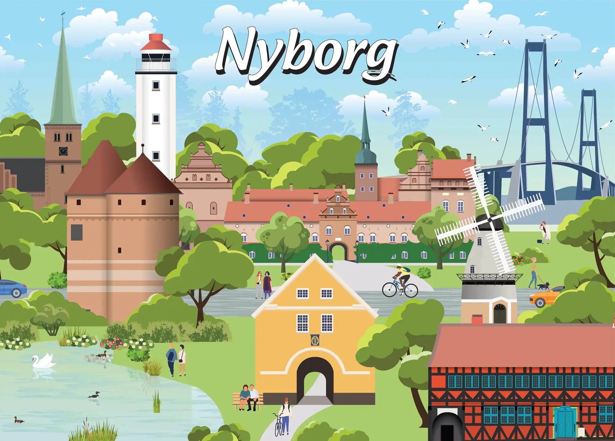 Se Danske byer: Nyborg, 1000 brikker hos SpilCompagniet