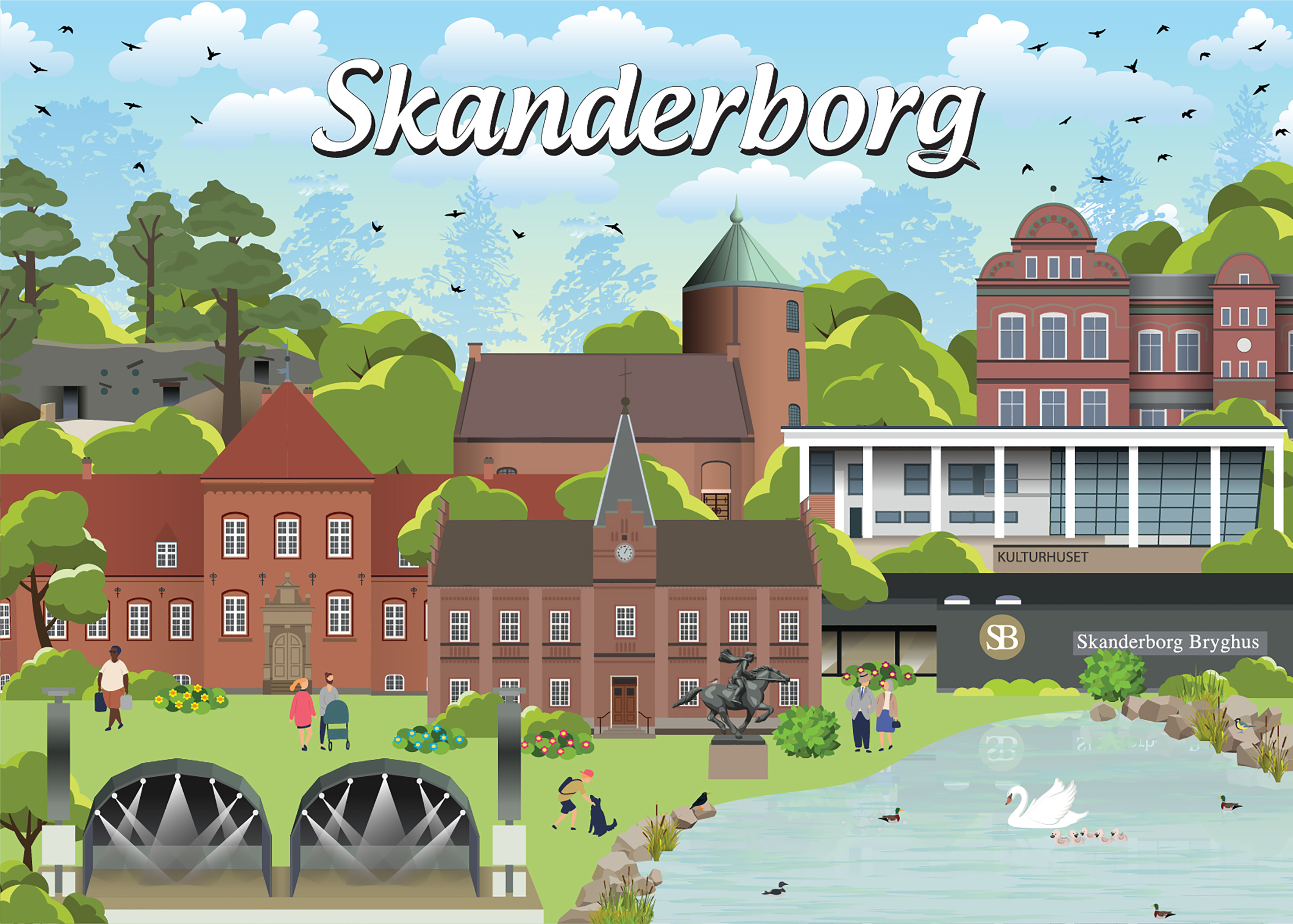 Se Danske byer: Skanderborg, 1000 brikker hos SpilCompagniet