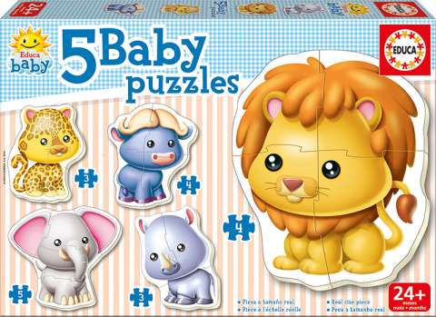 Baby Puzzles - Wild Animals - 3-5 brikker (1)